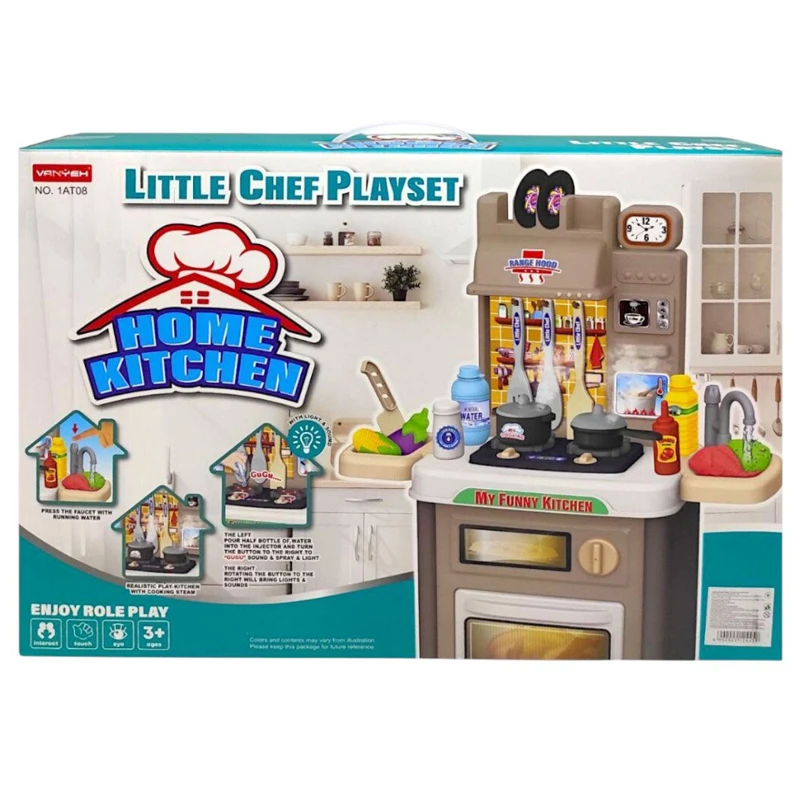 Home Kitchen Little Chief Play Set – Large Dining Table with Spray Smoke, Pressable Tap, Light & Sound | Kitchen Height 77 cm | 3+ Years